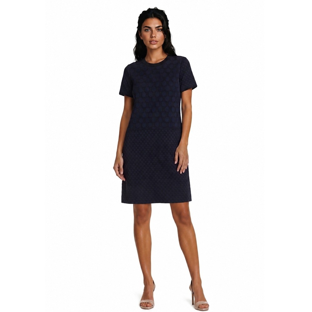 Madewell Shift Dress Women's Size Small Blue Black Textured Polka Dot